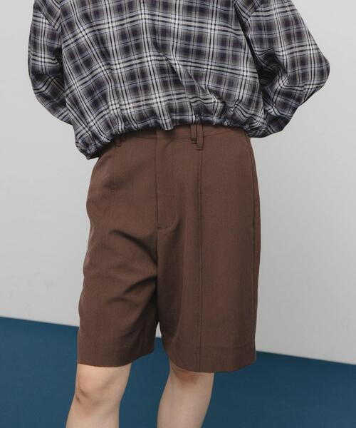 ★限定出品★ TENDERLOIN スラックス ショーツ ショート パンツ 茶色 KBF（ケービーエフ） パンツ フロントステッチショートパンツ