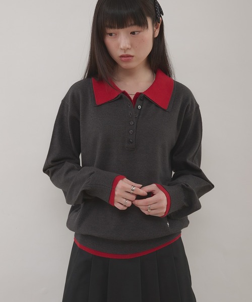 「販売終了商品」ミュエータ　ポロニット MUHET（ミュエータ） ポロシャツ ポロ glitter polo knit / グリッター