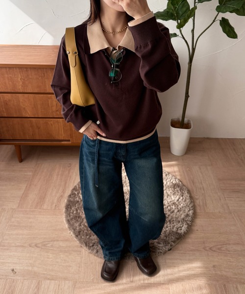 MUHET（ミュエータ） ニット セーター layered-look polo knit