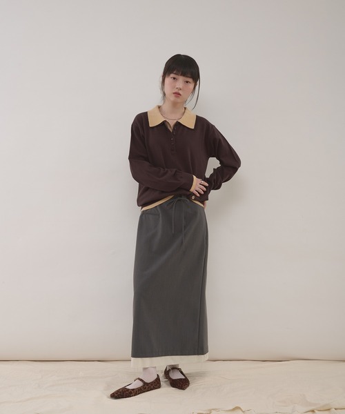 MUHET（ミュエータ） ニット セーター layered-look polo knit