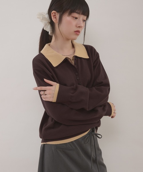 MUHET（ミュエータ） ニット セーター layered-look polo knit