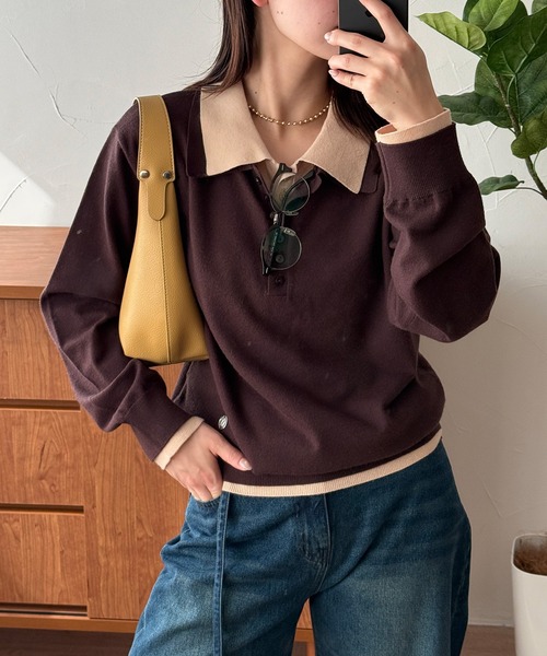 MUHET（ミュエータ） ニット セーター layered-look polo knit