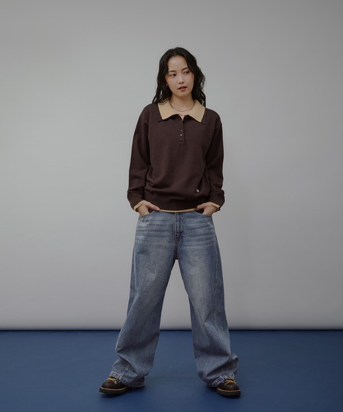 MUHET（ミュエータ） ニット セーター layered-look polo knit
