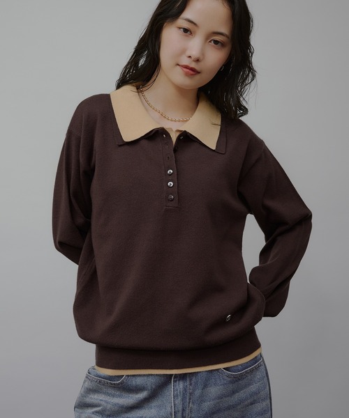 「販売終了商品」ミュエータ　ポロニット MUHET（ミュエータ） ポロシャツ ポロ glitter polo knit / グリッター