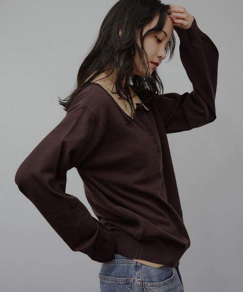MUHET（ミュエータ） ニット セーター layered-look polo knit