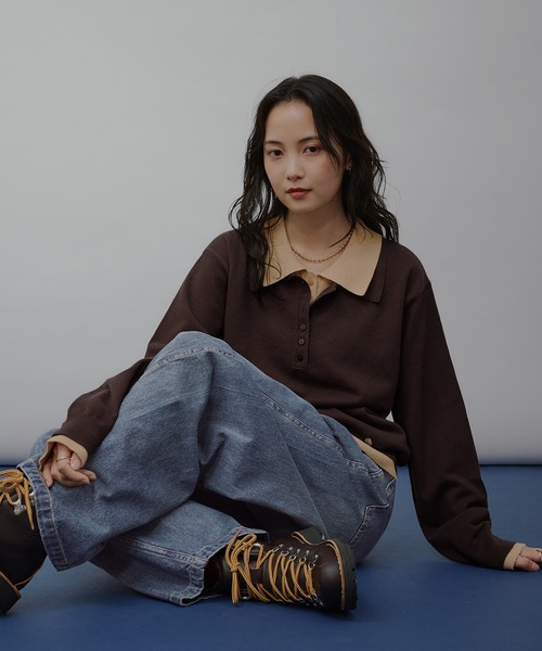 MUHET（ミュエータ） ニット セーター layered-look polo knit