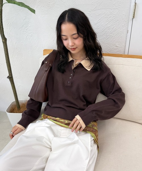 MUHET（ミュエータ） ニット セーター layered-look polo knit
