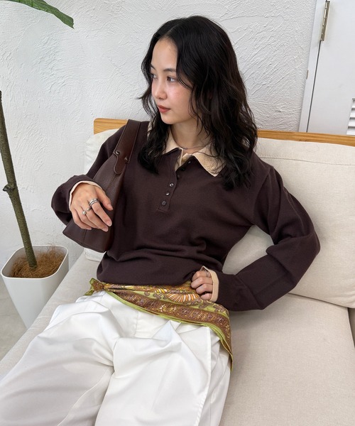 MUHET（ミュエータ） ニット セーター layered-look polo knit