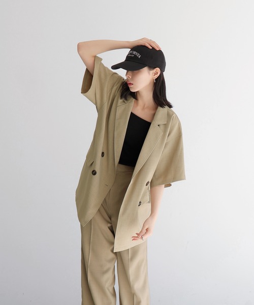 「LIAN」 テーラードジャケット FREE チャコールグレー レディース_画像4