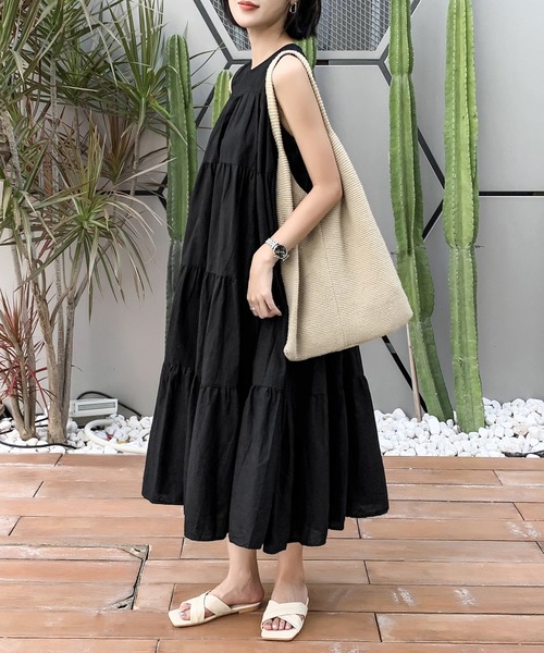 「FREE STYLISTS」 ノースリーブワンピース FREE レッド レディース_画像7