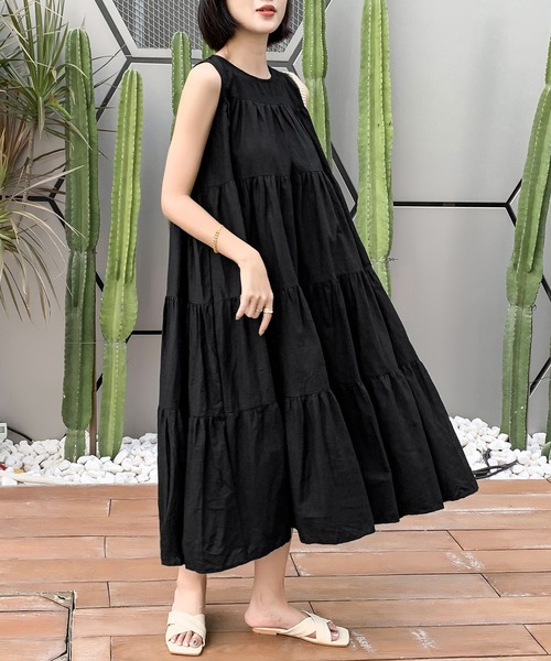 「FREE STYLISTS」 ノースリーブワンピース FREE レッド レディース_画像9