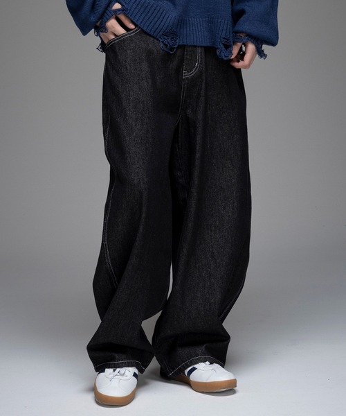 ジーンズ AW バレルレッグ リジット ウォッシュ カーブパンツ デニム
