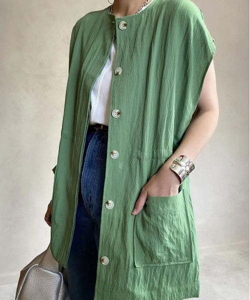 「ECRIRE」 ベスト L ライトグレー レディース_画像3