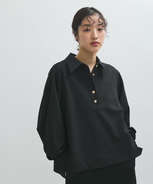 ADAM ET ROPE / 長袖シャツ/FREE/ポリエステル/BLK/無地/GAH-03170-A/クロップドクラフトレースシャツ// ADAM ET ROPE' 「ADAM ROPE'」 長袖シャツ FREE ブラック レディース