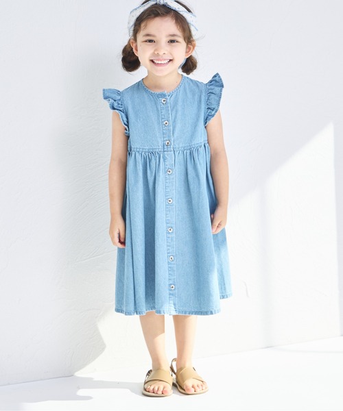 「pairmanon」 「pair manon」「KIDS」ノースリーブワンピース 150 ライトブルー キッズ_画像4