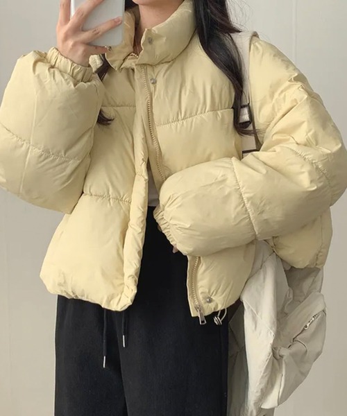 ダウンコート ダウンジャケット スタンドカラー中綿ショートジャケット