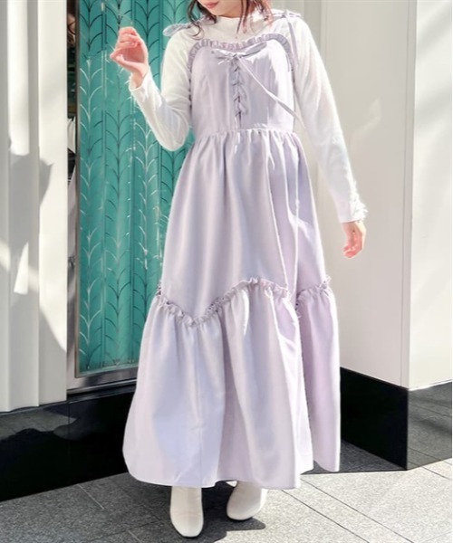 「axes femme POETIQUE」 キャミソールワンピース MEDIUM ラベンダー レディース_画像2