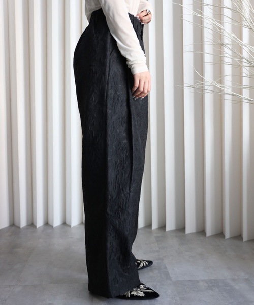 CRESCENT　ワイドパンツ　ウール　ジャガード織り YENNA ワイドパンツ パンツ 「 YENNA 2026 SS 新作 」ジャガードワイド