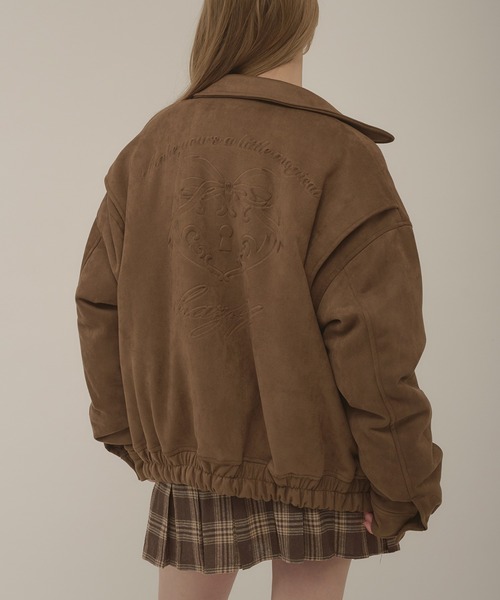 hazyl ブルゾン アウター embossing fur blouson / エンボスファー付き 