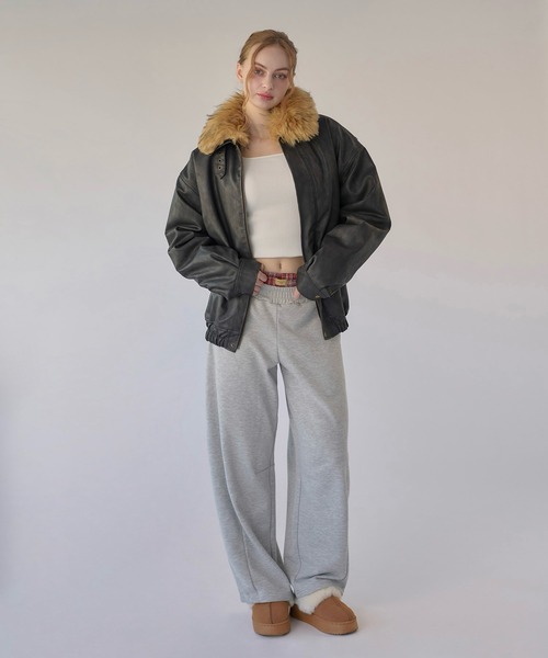 PELLE PELLE ブルゾン 2XL ウール調 ファー エンボス キャメル PELLE