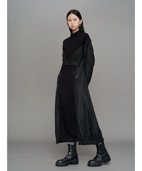 UN3D. アンスリード　ウェーブラインジャージーワンピース　ロング　黒　38 UN3D.（アンスリード）の「ウェーブラインジャージーワンピース