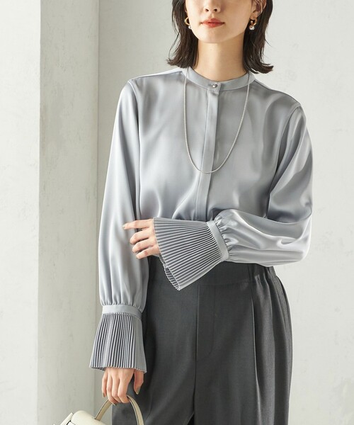 SHIPS（シップス） ブラウス シャツ 「手洗い可能」プリーツ 袖