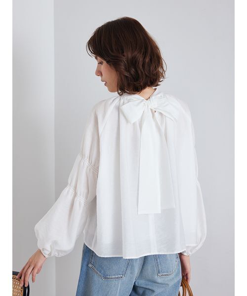 Mila Owen ギャザーブラウス Mila Owen（ミラオーウェン） ブラウス シャツ ギャザーバックリボン