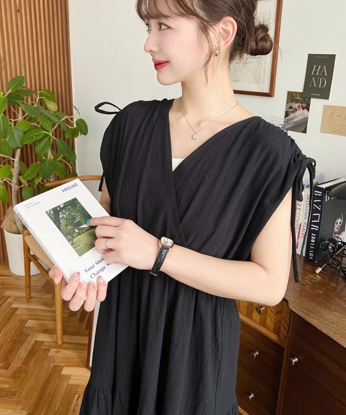 「moment+」 ノースリーブワンピース M ブラック レディース_画像2