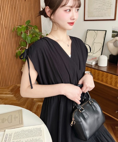 「moment+」 ノースリーブワンピース M ブラック レディース_画像3