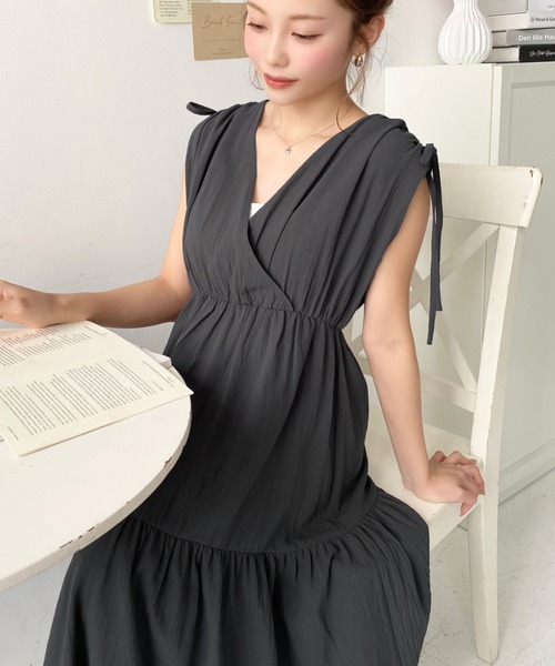 「moment+」 ノースリーブワンピース M ブラック レディース_画像8