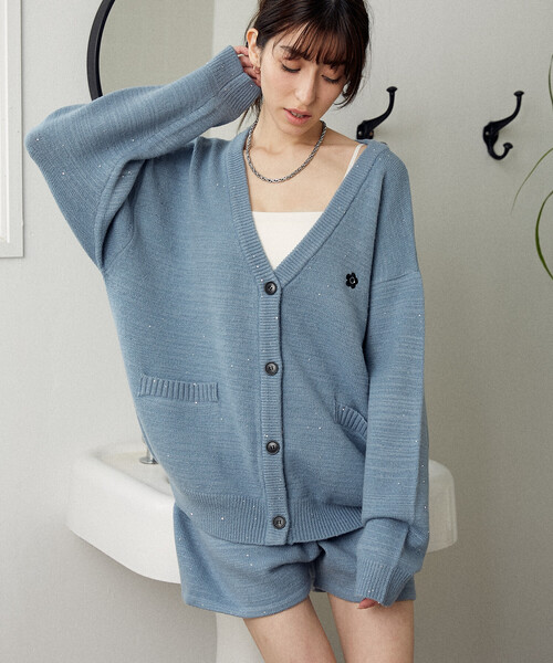 GUILTY PARTIES ブルー カーディガンM美品 セール】SHORT SHAGGY BIG CARDIGAN（カーディガン/ボレロ）｜BLUE