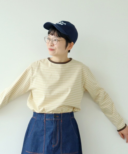 PAR ICI（パーリッシィ） tシャツ ボーダー配色バインダー 長袖