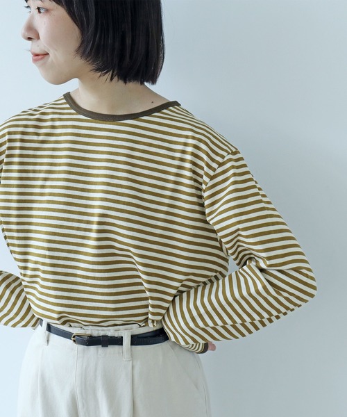 PAR ICI（パーリッシィ） tシャツ ボーダー配色バインダー 長袖