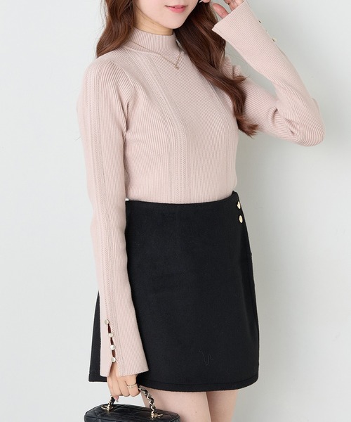 one after another NICE CLAUP ニット セーター プチハイ袖ボタン