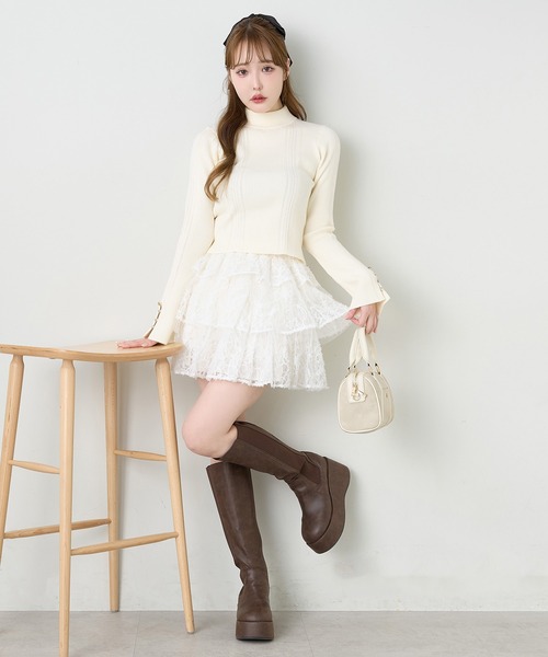 one after another NICE CLAUP ニット セーター プチハイ袖ボタン