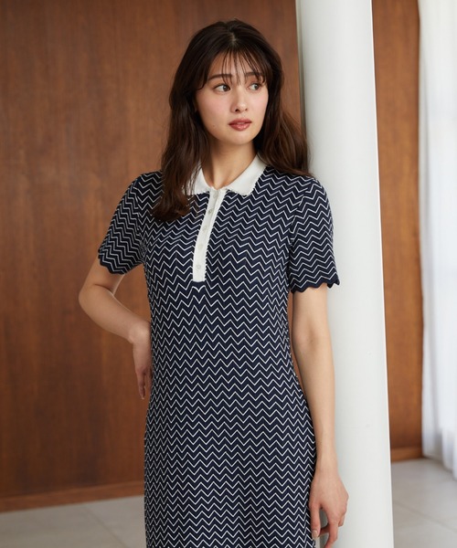 「Her lip to」 半袖ワンピース M ブルー レディースの画像