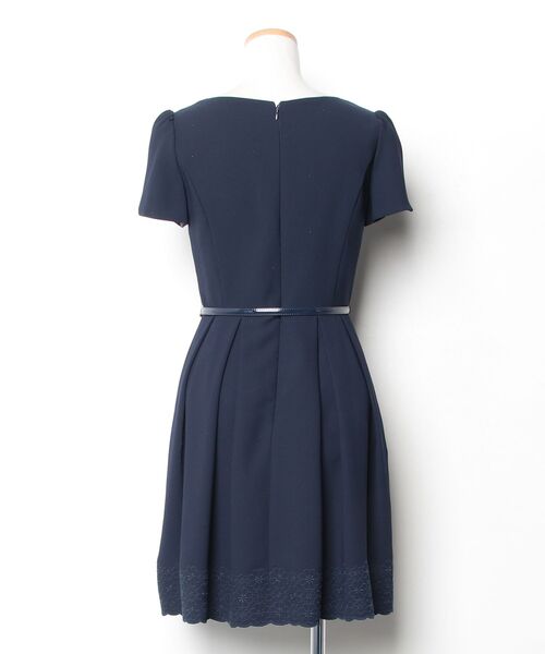 「LAISSE PASSE」 半袖ワンピース 36 ネイビー レディースの画像