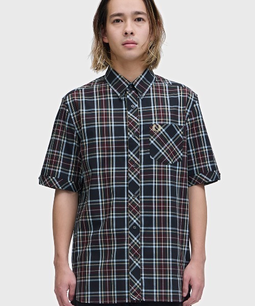 【FRED PERRY】 リバティシャツ 花柄 半袖 フレッドペリー ブラック FRED PERRY（フレッドペリー） シャツ 半袖 メンズ ボタニカル