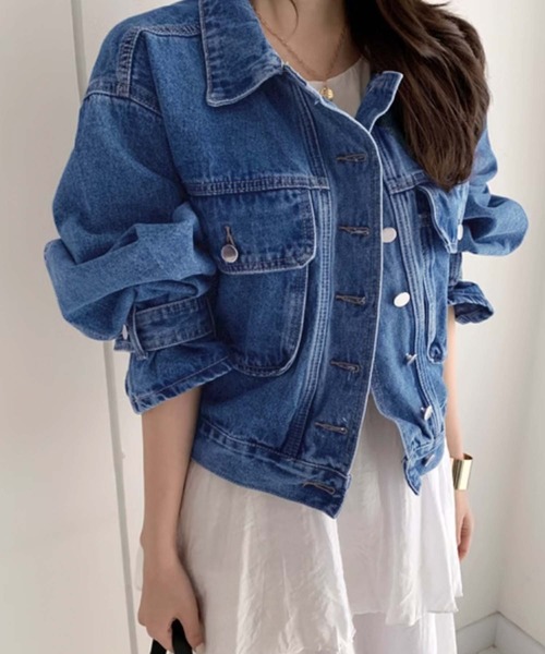 「Doula Doula」 デニムジャケット FREE ダークブルー レディース_画像5