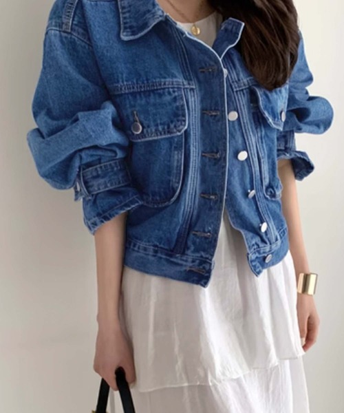 「Doula Doula」 デニムジャケット FREE ダークブルー レディース_画像7