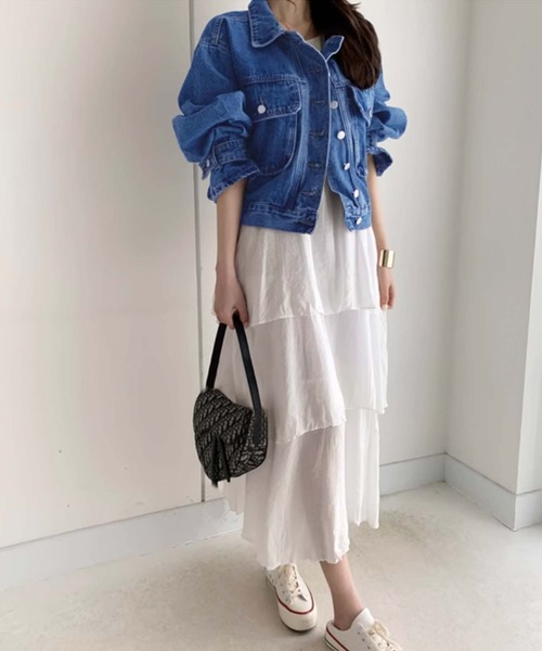 「Doula Doula」 デニムジャケット FREE ダークブルー レディース_画像8