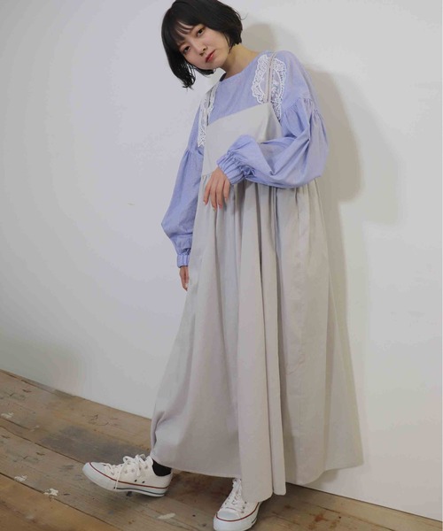 「haupia」 長袖ブラウス MEDIUM ブルー レディース_画像9