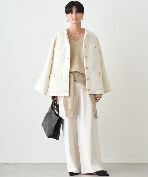 「LOUNGEDRESS」 ツイードジャケット FREE ブラウン レディース_画像2