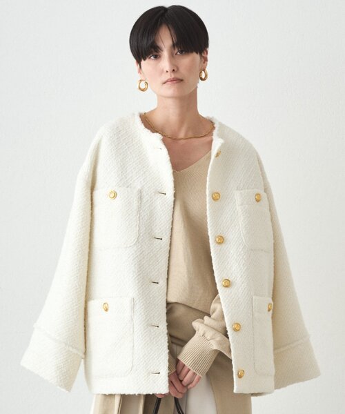 「LOUNGEDRESS」 ツイードジャケット FREE ブラウン レディース_画像6