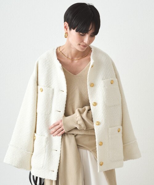 「LOUNGEDRESS」 ツイードジャケット FREE ブラウン レディース_画像7