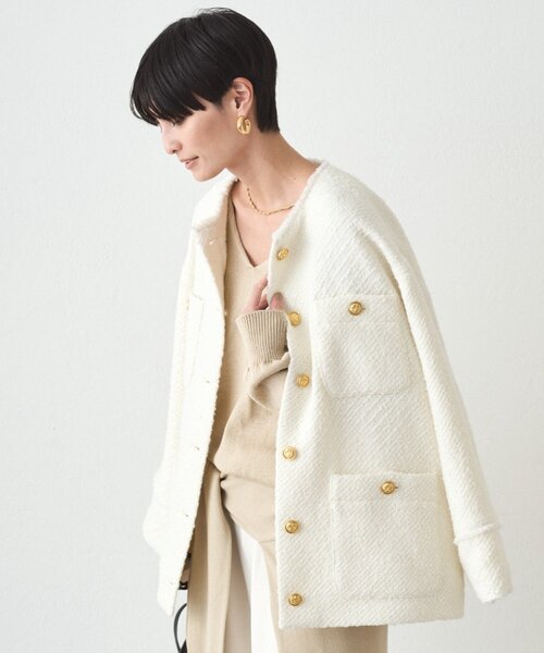 「LOUNGEDRESS」 ツイードジャケット FREE ブラウン レディース_画像8