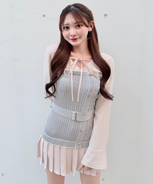 NOMAE（ノーマエ） シャツワンピース シャツドッキングプリーツ
