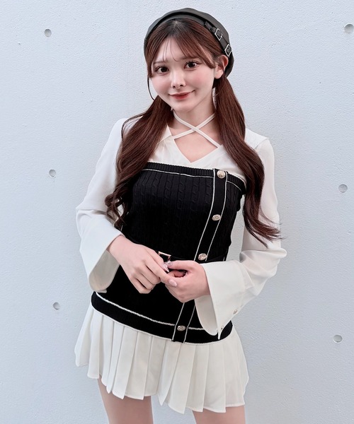 NOMAE（ノーマエ） シャツワンピース シャツドッキングプリーツ