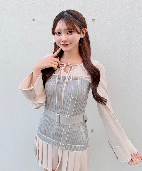 最終値下げ 新品 NOMAE シャツドッキングプリーツワンピース ダークブルー NOMAE（ノーマエ） シャツワンピース シャツドッキングプリーツ