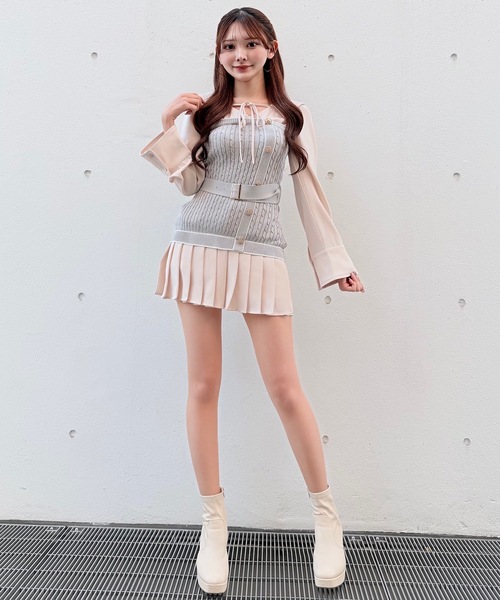 NOMAE（ノーマエ） シャツワンピース シャツドッキングプリーツ